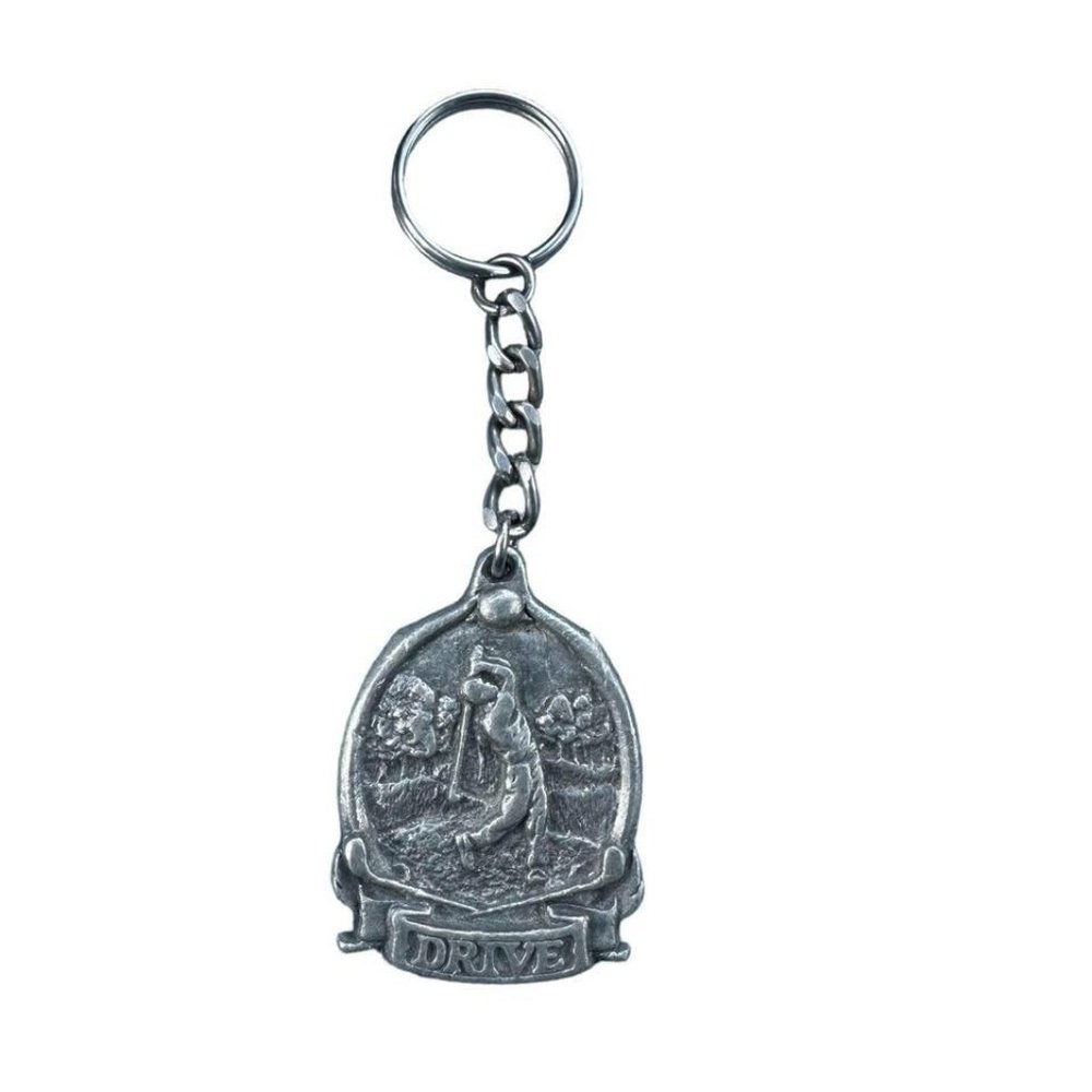 Golf DRIVE Keychain Fine Pewter Made in USA 1991, 1.5” x 2”